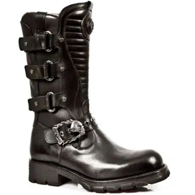 NEW ROCK ROCK BOOTS UNISEX PUNK GOTHIC STIEFEL - STYLE 7604 S1 SCHWARZ