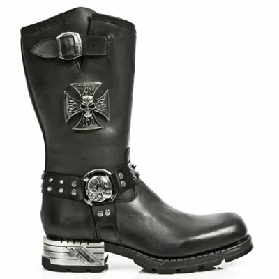 NEW ROCK ROCK HERREN STIEFEL MR030-S1 SCHWARZ WESTERN 100% LEDER GOTHIC PLATEAU SHOES