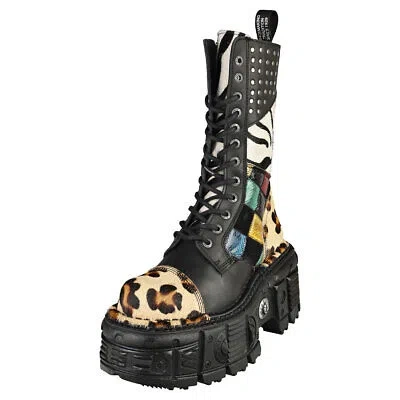 NEW ROCK ROCK IMPERFECT M-MILI244-C1 UNISEX BLACK MULTICOLOUR STIEFEL PLATTFORM 37 EU