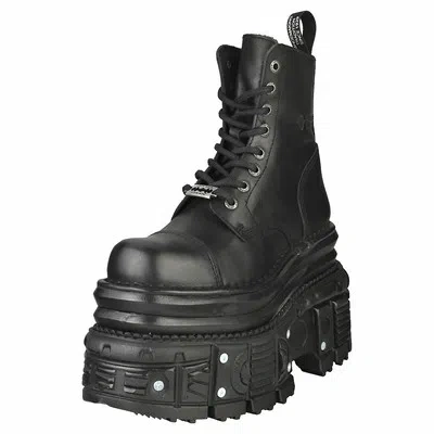 NEW ROCK ROCK M-MILI083CCT-C4 UNISEX BLACK LEDER STIEFEL PLATTFORM