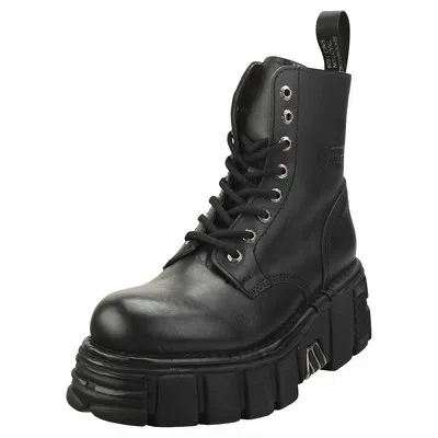 NEW ROCK ROCK M-MILI084C-C7 UNISEX BLACK STIEFEL PLATTFORM - 40 EU