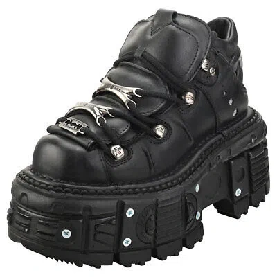 NEW ROCK ROCK M-TANK106-C2 UNISEX PLATFORM SHOES IN BLACK - 8 US