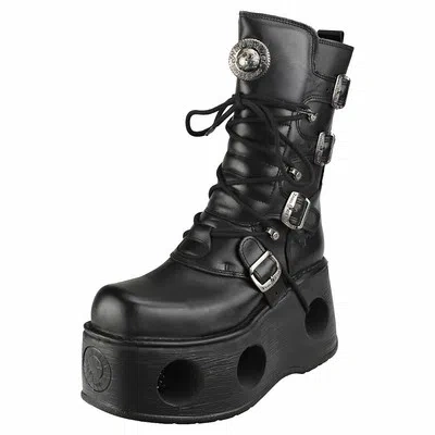 NEW ROCK ROCK SPACE METALLIC NEPTUNO BOOTS UNISEX BLACK STIEFEL PLATTFORM - 37 EU