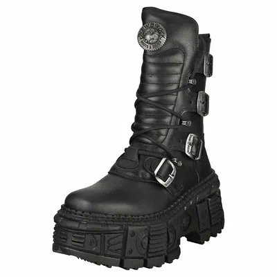 NEW ROCK ROCK TANK M-WALL373-S1 UNISEX BLACK STIEFEL PLATTFORM - 43 EU