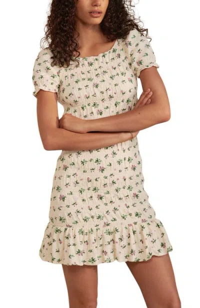 NEXT NEXT DITSY PRINT SHIRRED PUFF SLEEVE MINIDRESS