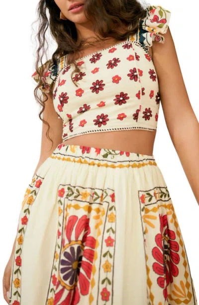 NEXT NEXT FLORAL SQUARE NECK COTTON CROP TOP