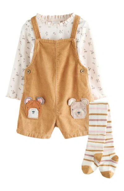 NEXT NEXT KIDS' BEAR CORDUROY OVERALLS, T-SHIRT & SOCKS SET