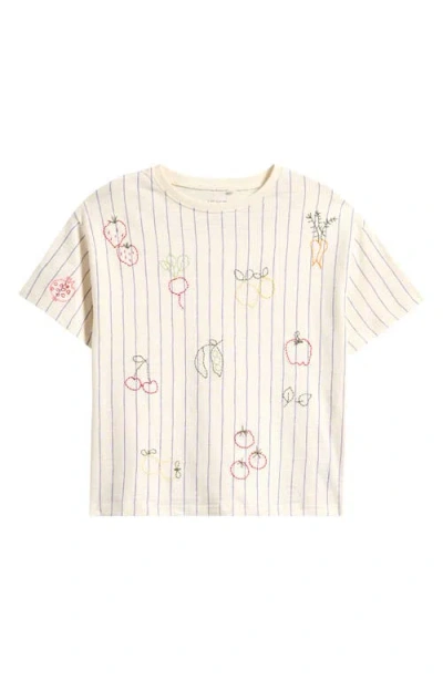 NEXT NEXT KIDS' STRIPE EMBROIDERED FRUIT COTTON GRAPHIC T-SHIRT