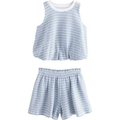 NEXT NEXT KIDS' TEXTURED STRIPE COTTON TOP & SHORTS SET