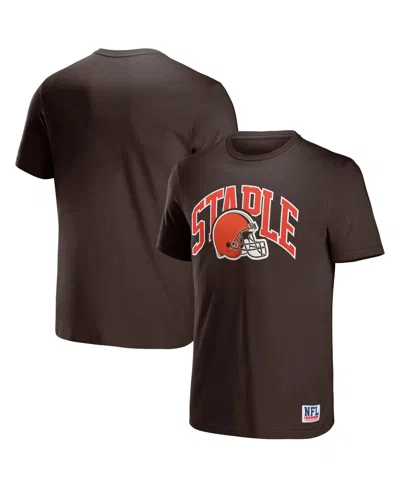 NFL PROPERTIES MEN'S NFL X STAPLE BLACK CLEVELAND BROWNS LOCKUP LOGO SHORT SLEEVE T-SHIRT
