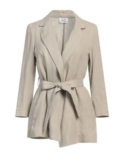 NIŪ NIŪ WOMAN BLAZER BEIGE SIZE XL LINEN, COTTON
