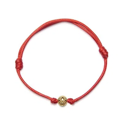 NIALAYA MEN'S RED STRING BRACELET WITH GOLD