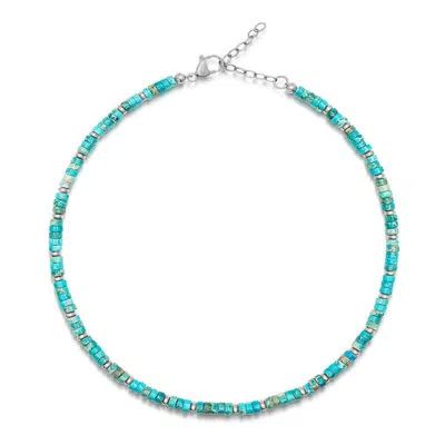 NIALAYA WOMEN'S BLUE / GREEN HEISHI TURQUOISE CHOKER WITH SILVER