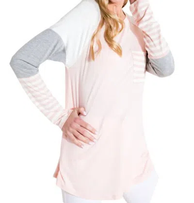 NIC & JO COLORBLOCK MULTICOLORED LONGSLEEVE TOP IN PINK