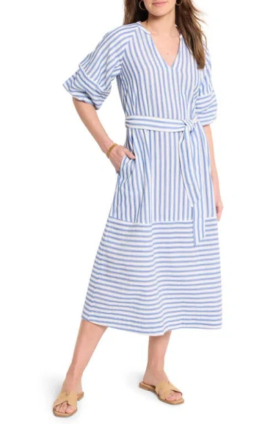 NIC + ZOE NIC+ZOE MIXED STRIPE BELTED DOUBLE GAUZE MIDI DRESS