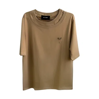 NICE BREED MEN'S BROWN CAMEL DOUBLE COLLAR TEE