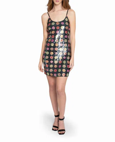 NICOLE MILLER RADIANT AURA DOT SEQUIN MINI DRESS IN BLACK AURA DOT