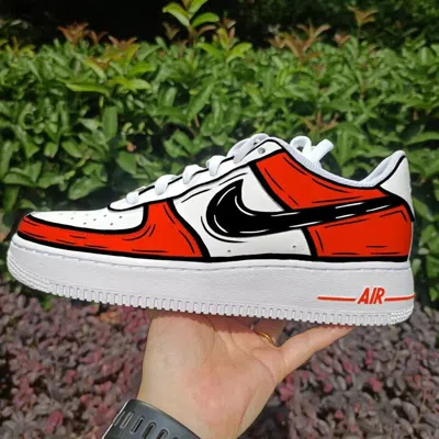 NIKE NIKE AIR FORCE 1 CUSTOM SHOES 'RED ORANGE BLACK CARTOON' ART WOMENS MENS WOMENS