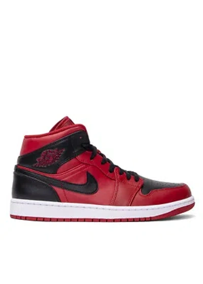 NIKE AIR JORDAN 1 MID HERREN SNEAKER ROT LEDER FREIZEITSCHUHE SPORTSCHUHE