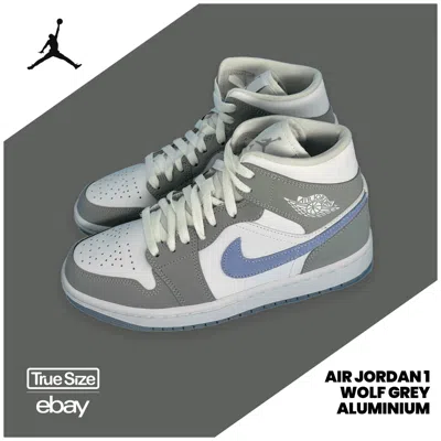 NIKE NIKE AIR JORDAN 1 MID WOLF GREY ALUMINIUM WMNS 36.5 37.5 43