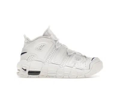 NIKE AIR MORE UPTEMPO SNEAKERS IN WHITE/MIDNIGHT NAVY BLUE