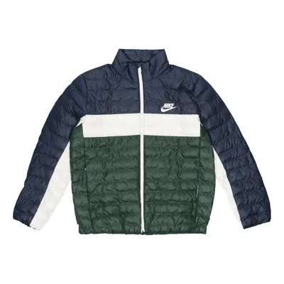 NIKE Nike Athleisure Casual Sports Stand Collar protection against cold Stay Warm Jacket Blue Green Color