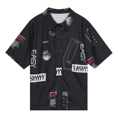 NIKE Nike Basketball Sports lapel Short Sleeve Shirt Black