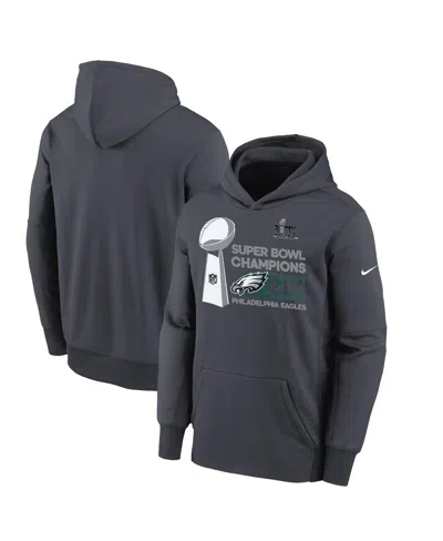 NIKE BIG BOYS AND GIRLS ANTHRACITE PHILADELPHIA EAGLES SUPER BOWL LIX CHAMPIONS LOCKER ROOM TROPHY COLLEC