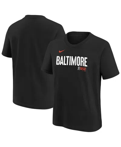 NIKE BIG BOYS AND GIRLS BLACK BALTIMORE ORIOLES CITY CONNECT WORDMARK T-SHIRT
