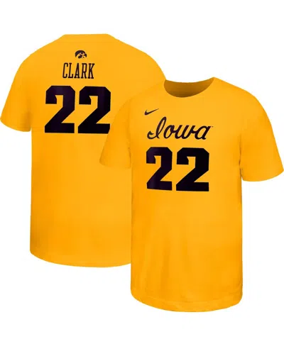 NIKE BIG BOYS AND GIRLS CAITLIN CLARK GOLD IOWA HAWKEYES RETIRED PLAYER NAME NUMBER CORE T-SHIRT