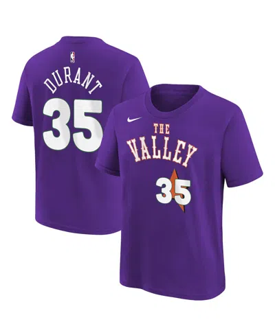 NIKE BIG BOYS AND GIRLS KEVIN DURANT PURPLE PHOENIX SUNS 2024/25 CITY EDITION NAME NUMBER T-SHIRT