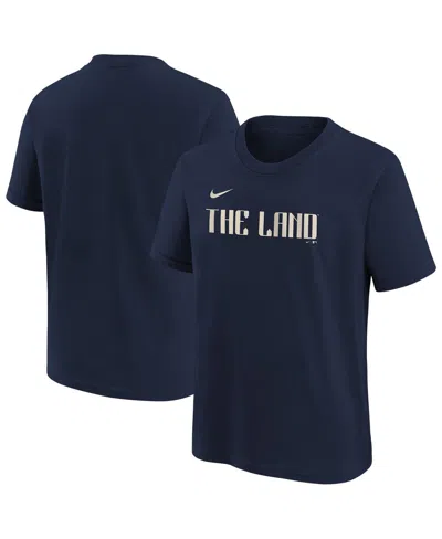 NIKE BIG BOYS AND GIRLS NAVY CLEVELAND GUARDIANS CITY CONNECT WORDMARK T-SHIRT
