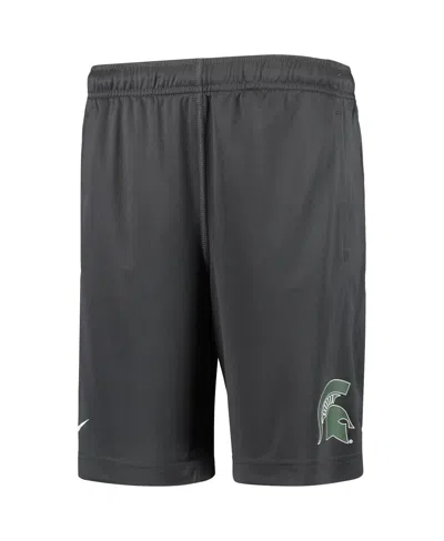 NIKE BIG BOYS AND GIRLS NIKE ANTHRACITE MICHIGAN STATE SPARTANS PERFORMANCE FLY SHORTS