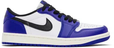 NIKE BIG KIDS BLUE & WHITE AIR JORDAN 1 RETRO LOW OG SNEAKERS