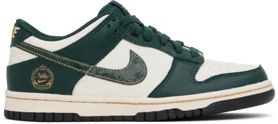 NIKE BIG KIDS GREEN & OFF-WHITE DUNK LOW SNEAKERS