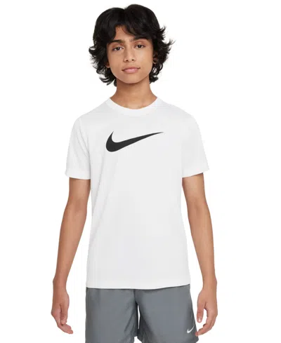 NIKE BIG KIDS' LEGEND SWOOSH-LOGO CREWNECK DRI-FIT T-SHIRT