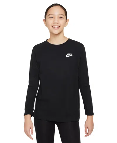 NIKE BIG KIDS SPORTSWEAR LOGO EMBROIDERED LONG-SLEEVE T-SHIRT