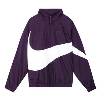 NIKE Nike Big Swoosh Sportswear Full Cardigan Woven Stand Collar Jacket For Men Purple