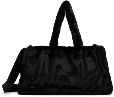 NIKE BLACK SPORTSWEAR FAUX-FUR DUFFLE BAG