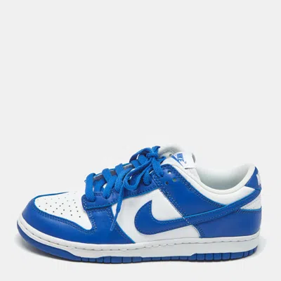 NIKE BLUE/WHITE LEATHER DUNK LOW SP KENTUCKY SNEAKERS SIZE 38