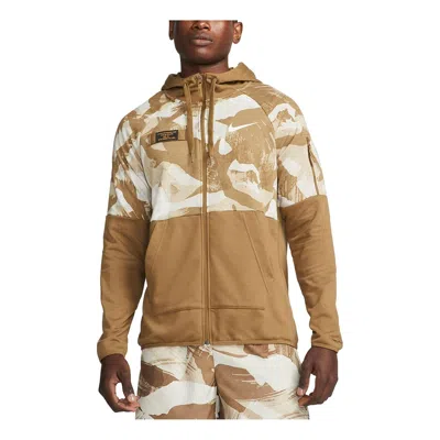 NIKE Nike Camo Dri FIT Fleece Full Zip Hoodie 'Brown'