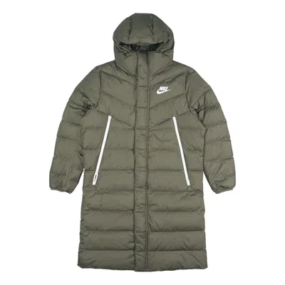 NIKE Nike Casual Sports mid-length hooded down Jacket Green