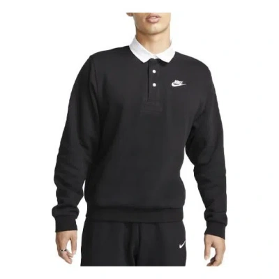 NIKE Nike Club Fleece Plush Long Sleeve Lapel Shirt 'Black'