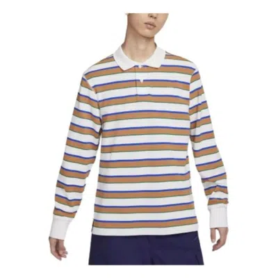 NIKE Nike Club Stripe Polo Shirt 'White Orange'