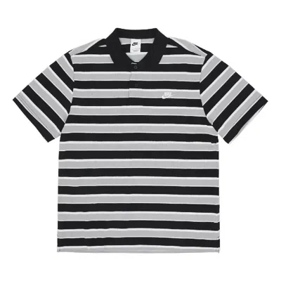 NIKE Nike Club Striped Polo Shirt 'Black Grey'