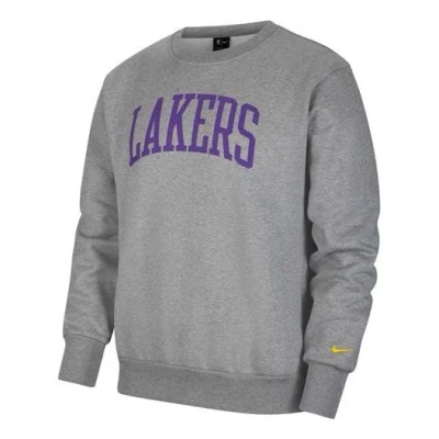 NIKE Nike Courtside Heritage Fleece Round Neck Pullover Los Angeles Lakers Gray