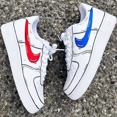 NIKE NIKE CUSTOM AIR FORCE 1 "RED WHITE & BLUE CARTOON" OUTLINE USA SHOE MENS WOMENS