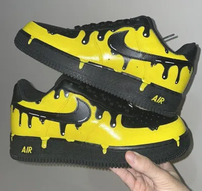 NIKE CUSTOM NIKE AIR FORCE 1 SHOES YELLOW DRIP