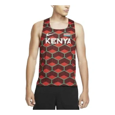 NIKE Nike Dri-FIT ADV Team Kenya AeroSwift Running Tank Singlet 'Green Red'
