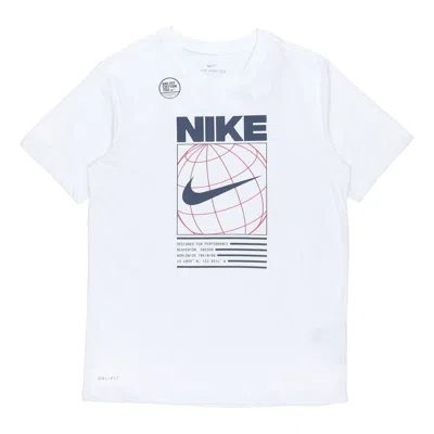 NIKE Nike Dri-FIT Geometry Pattern Logo Printing Quick-dry Sports T-Shirt Men's White